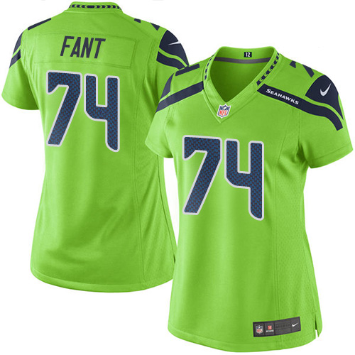 Women's Limited George Fant Nike Jersey Green - #74 Rush NFL Seattle Seahawks